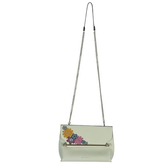 Strathberry Stylist Floral Print Crossbody Leather Clutch Bag White Gold - Picture 15 of 15